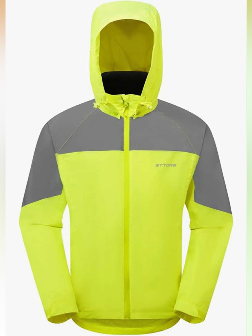 Ettore High-Visibility Neon Yellow & Gray Men's Removable Hooded Cycling Jacket